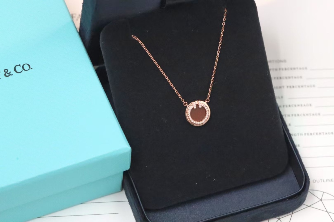 Tiffany & Co. Tiffany&Co. 满钻双T圆形锁骨项链 925银