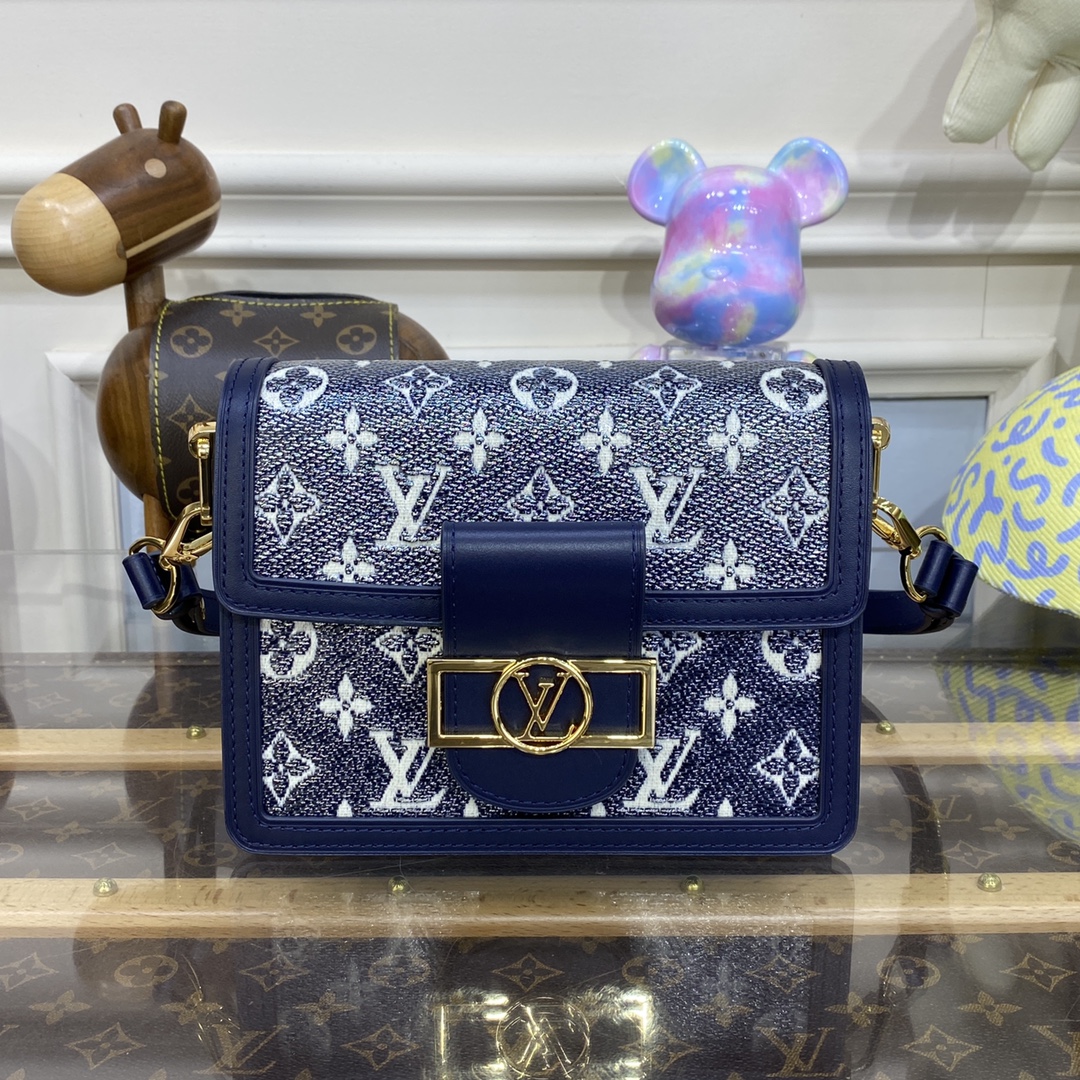 Louis Vuitton LV Dauphine Good
 Bags Handbags Blue Canvas Cowhide Mini M22826