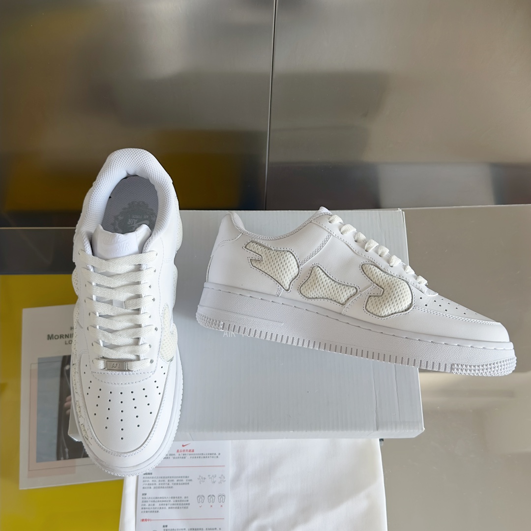 Handmade Zirconium Nike Air Force 1 Bone Shoes with Thick Soles - 图片 3