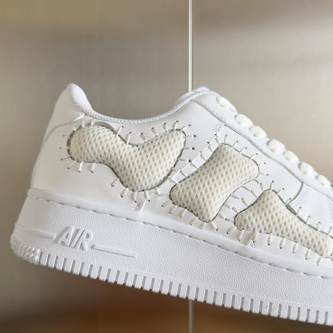 Handmade Zirconium Nike Air Force 1 Bone Shoes with Thick Soles - 图片 8