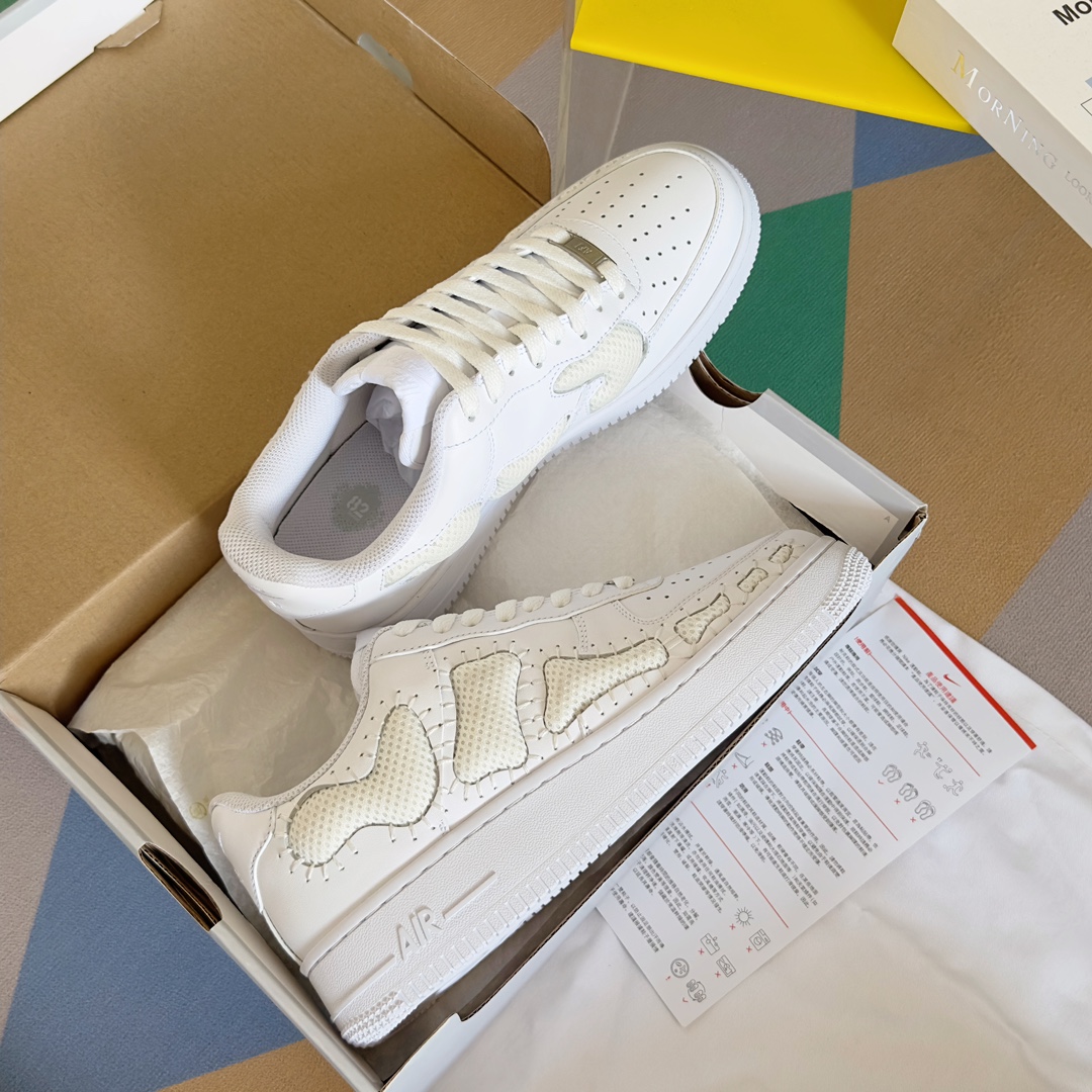 Handmade Zirconium Nike Air Force 1 Bone Shoes with Thick Soles - 图片 4