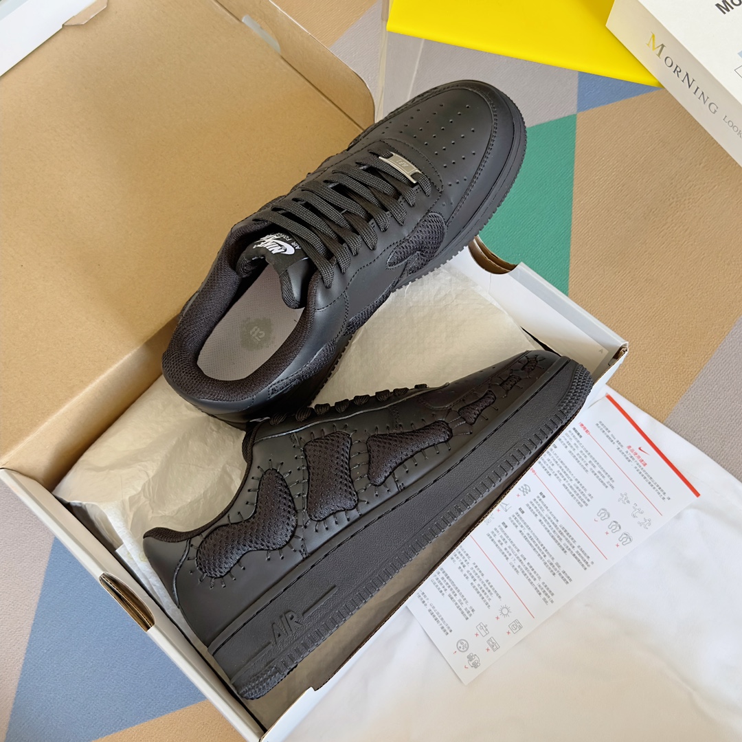 Handmade Zirconium Nike Air Force 1 Bone Shoes with Unique Design - 图片 4