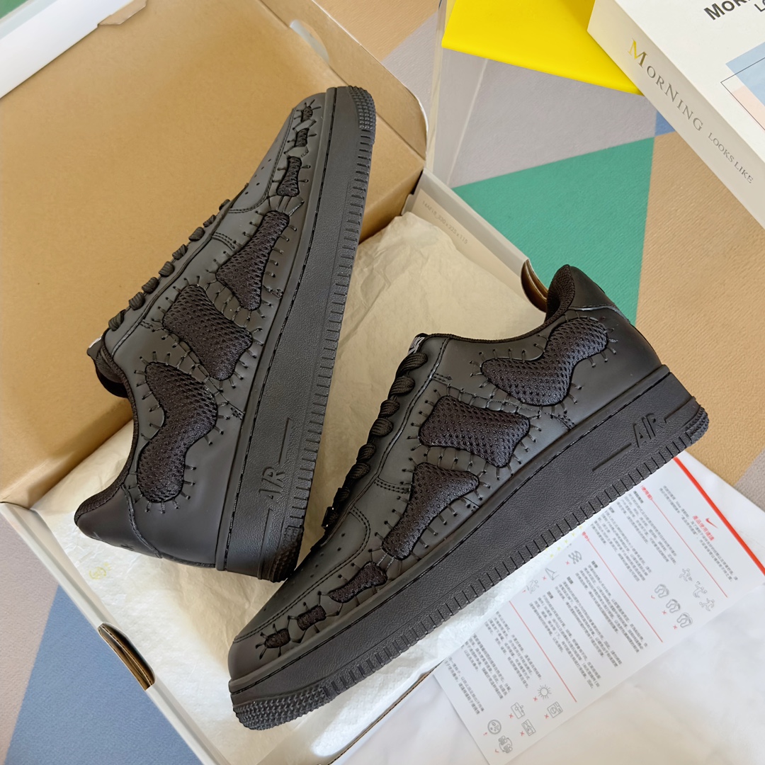 Handmade Zirconium Nike Air Force 1 Bone Shoes with Unique Design - 图片 6