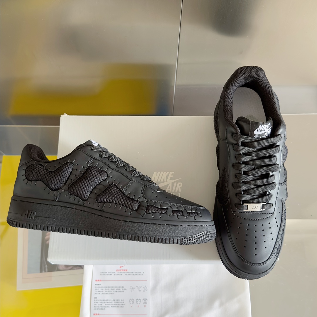 Handmade Zirconium Nike Air Force 1 Bone Shoes with Unique Design - 图片 2