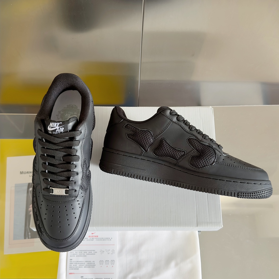 Handmade Zirconium Nike Air Force 1 Bone Shoes with Unique Design - 图片 3