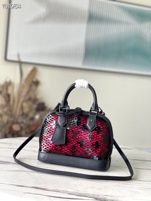 Louis Vuitton LV Alma BB Bags Handbags Black Cowhide Lace Spring/Summer Collection M20585