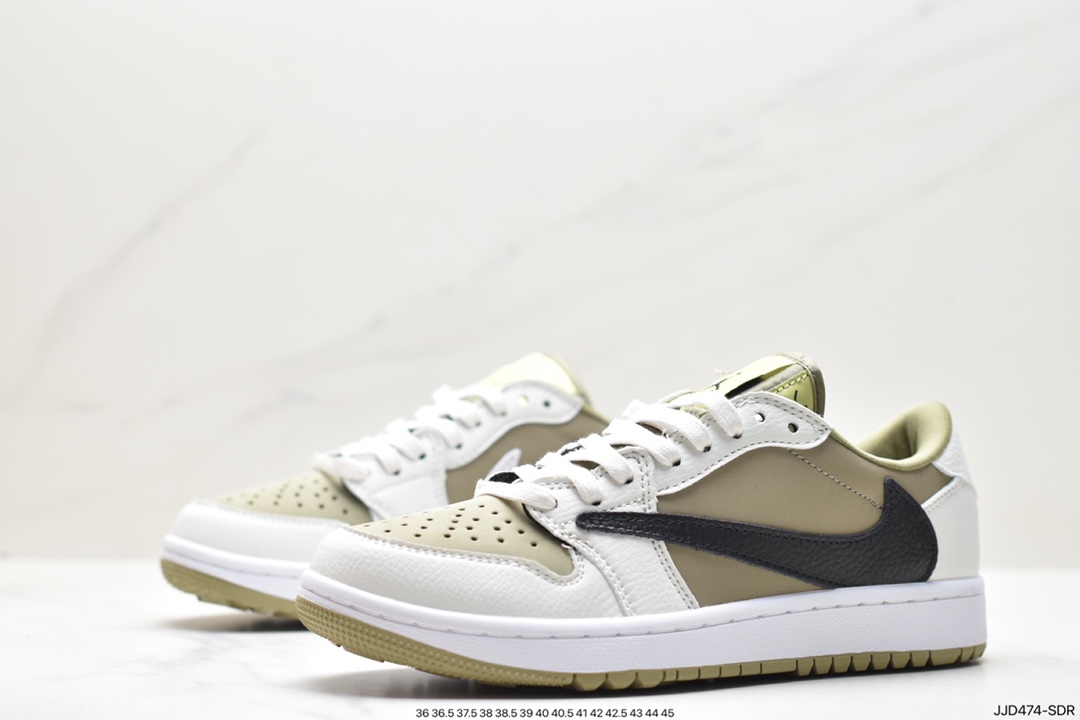 fragment design x Travis Scott x Nike Air Jordan 1 Low OG SP ”Black/Green Toe” AJ1 Jordan first generation basketball shoes DM7866-603