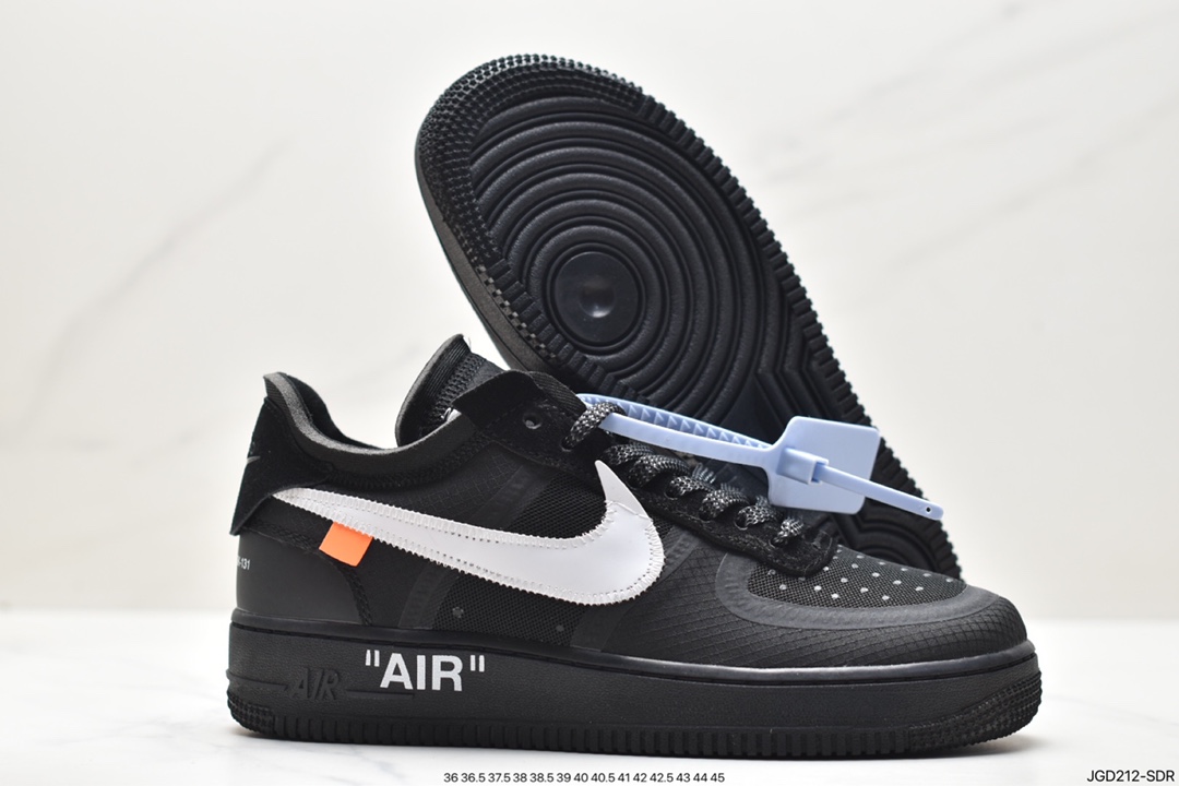 Eye-catching Off-White x Nike Air Force 1 Low ”Volt” 2.0 Air Force One classic versatile low-top casual sports sneakers ”OW fluorescent green and black” AO4606-700