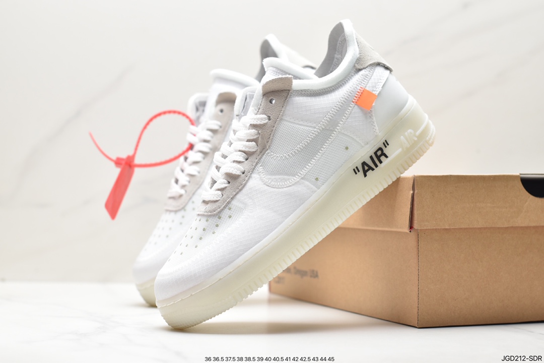 Eye-catching Off-White x Nike Air Force 1 Low ”Volt” 2.0 Air Force One classic versatile low-top casual sports sneakers ”OW fluorescent green and black” AO4606-700