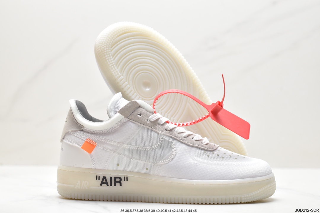 Eye-catching Off-White x Nike Air Force 1 Low ”Volt” 2.0 Air Force One classic versatile low-top casual sports sneakers ”OW fluorescent green and black” AO4606-700