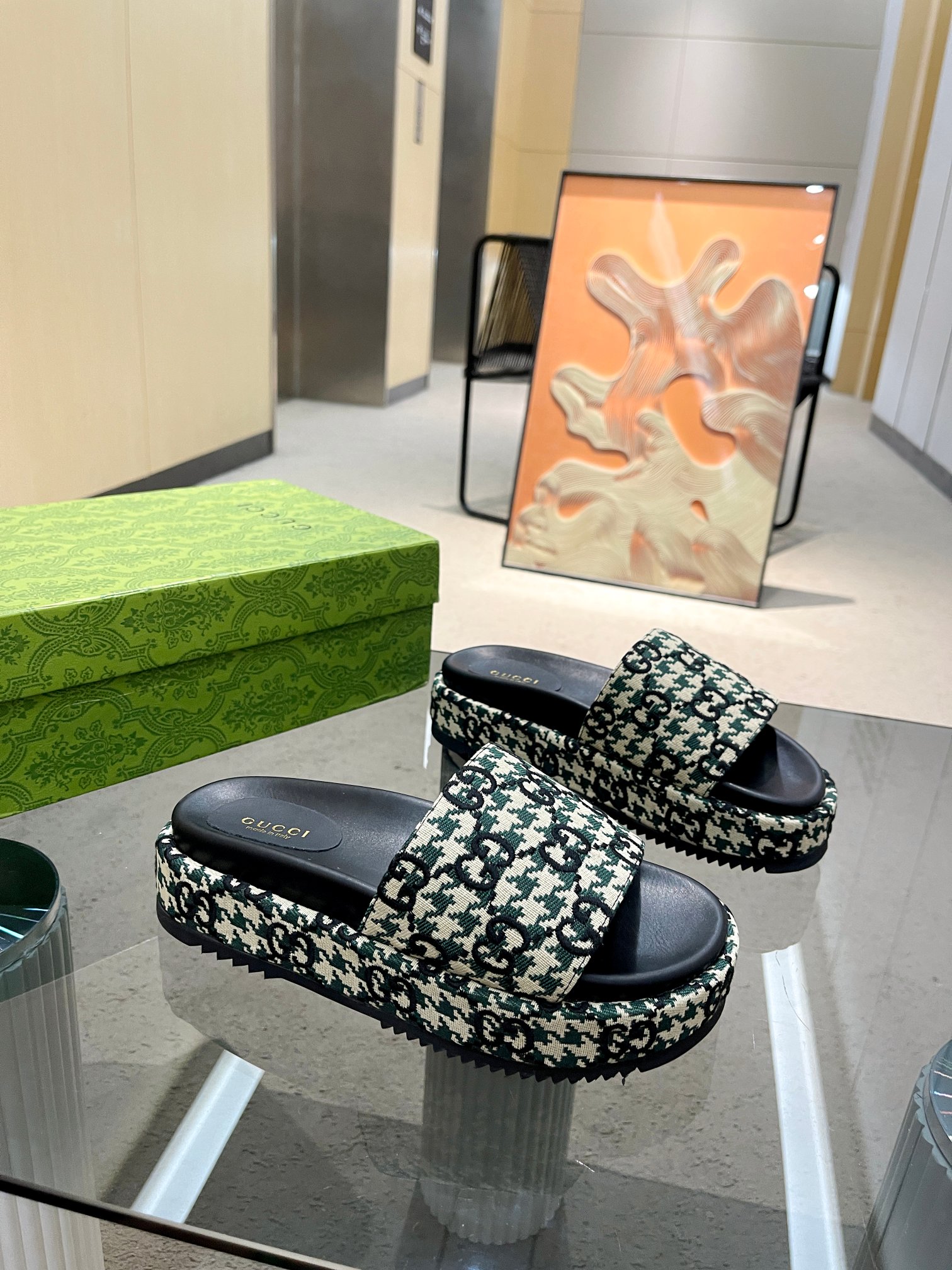 Gucci Limited Edition Platform Slides with Houndstooth Pattern 5 a1691585096257 5315