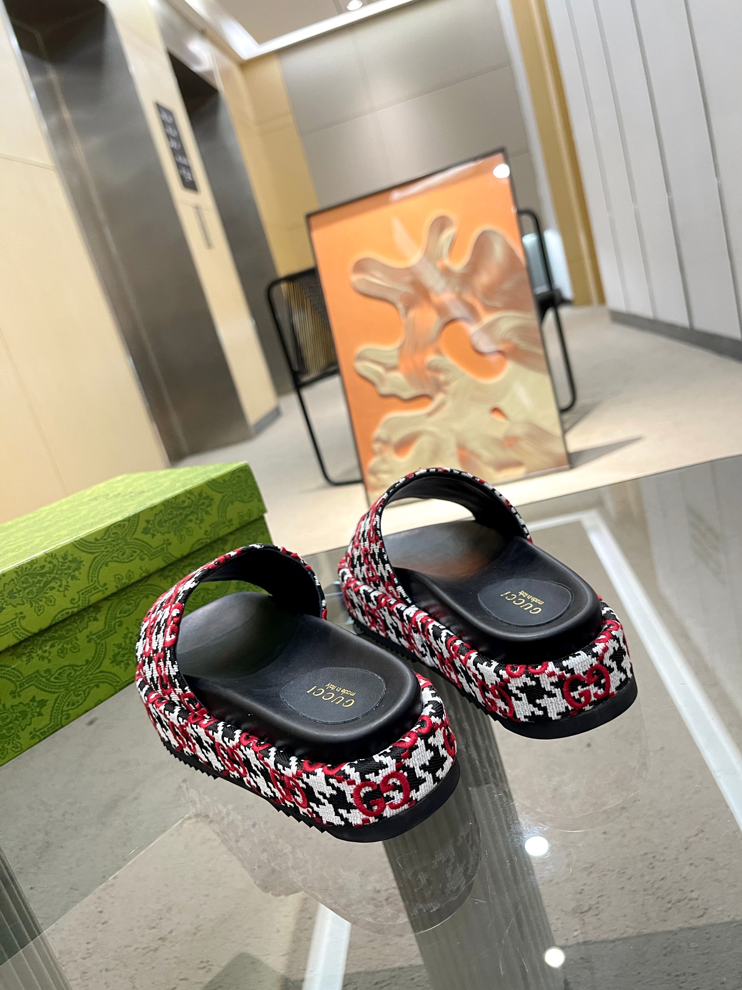 Gucci Gci Limited Edition Platform Slides, Houndstooth Pattern, Comfortable 10 a1691585113042 1440