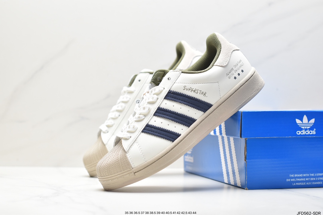 Adidas Originals Superstar ”Sail/Green/Lace” shell toe series low-top sneakers IG3852