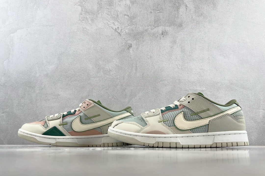 Nike Dunk Low Scrap ”Phantom” 缝合怪 白绿粉拼接 DM0802-001