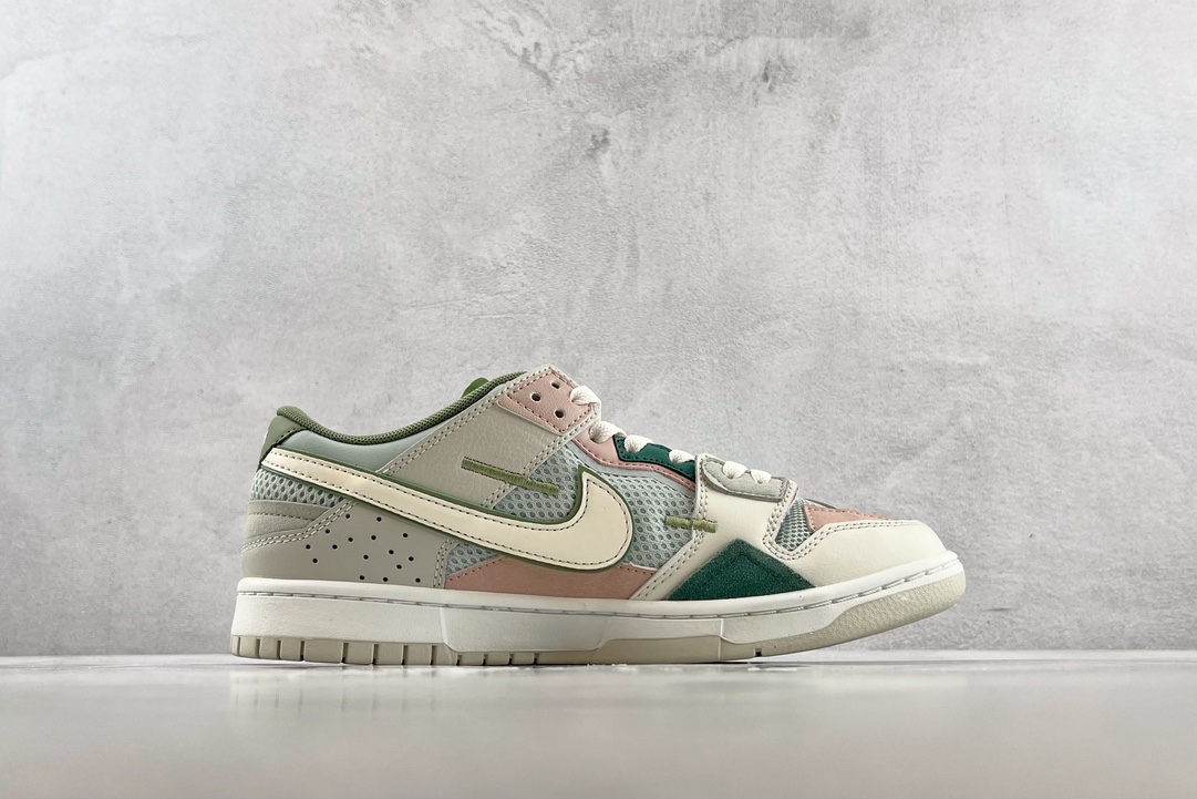 Nike Dunk Low Scrap ”Phantom” 缝合怪 白绿粉拼接 DM0802-001