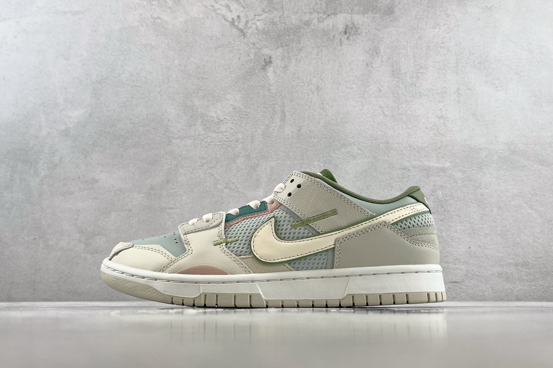 Nike Dunk Low Scrap ”Phantom” 缝合怪 白绿粉拼接 DM0802-001