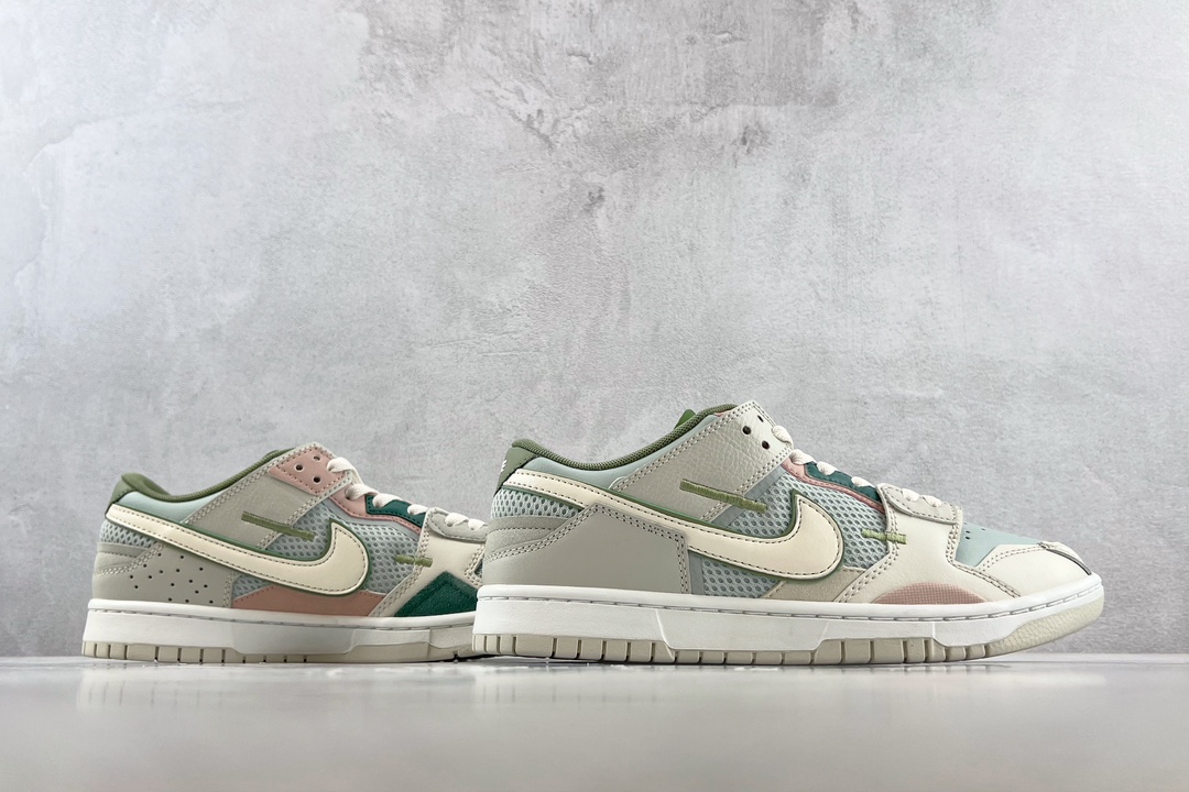 Nike Dunk Low Scrap ”Phantom” 缝合怪 白绿粉拼接 DM0802-001