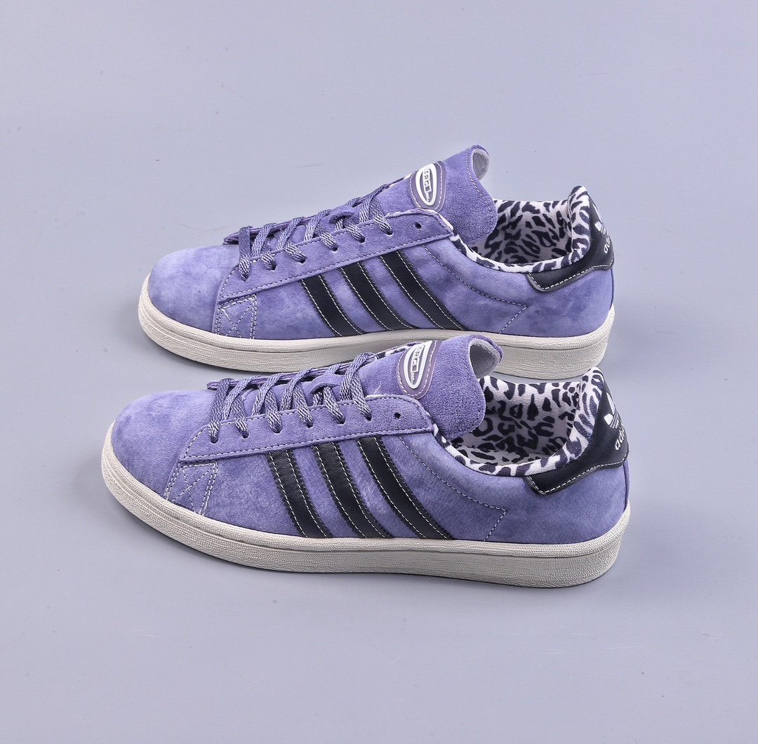 AD Originals Campus 80s College Series Classic Retro Low-top All-match Casual Sports Sneakers ”Suede Purple and Black Leopard Print” GW3247