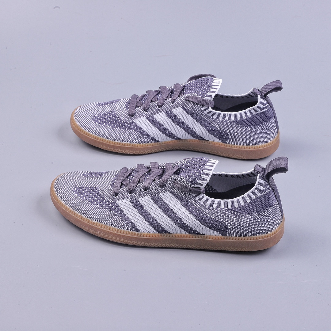 R Adidas Samba Primeknit Sock”Grey/White/Gum” Samba dance shoes ”knitted dark gray and white raw rubber sole” CQ2686