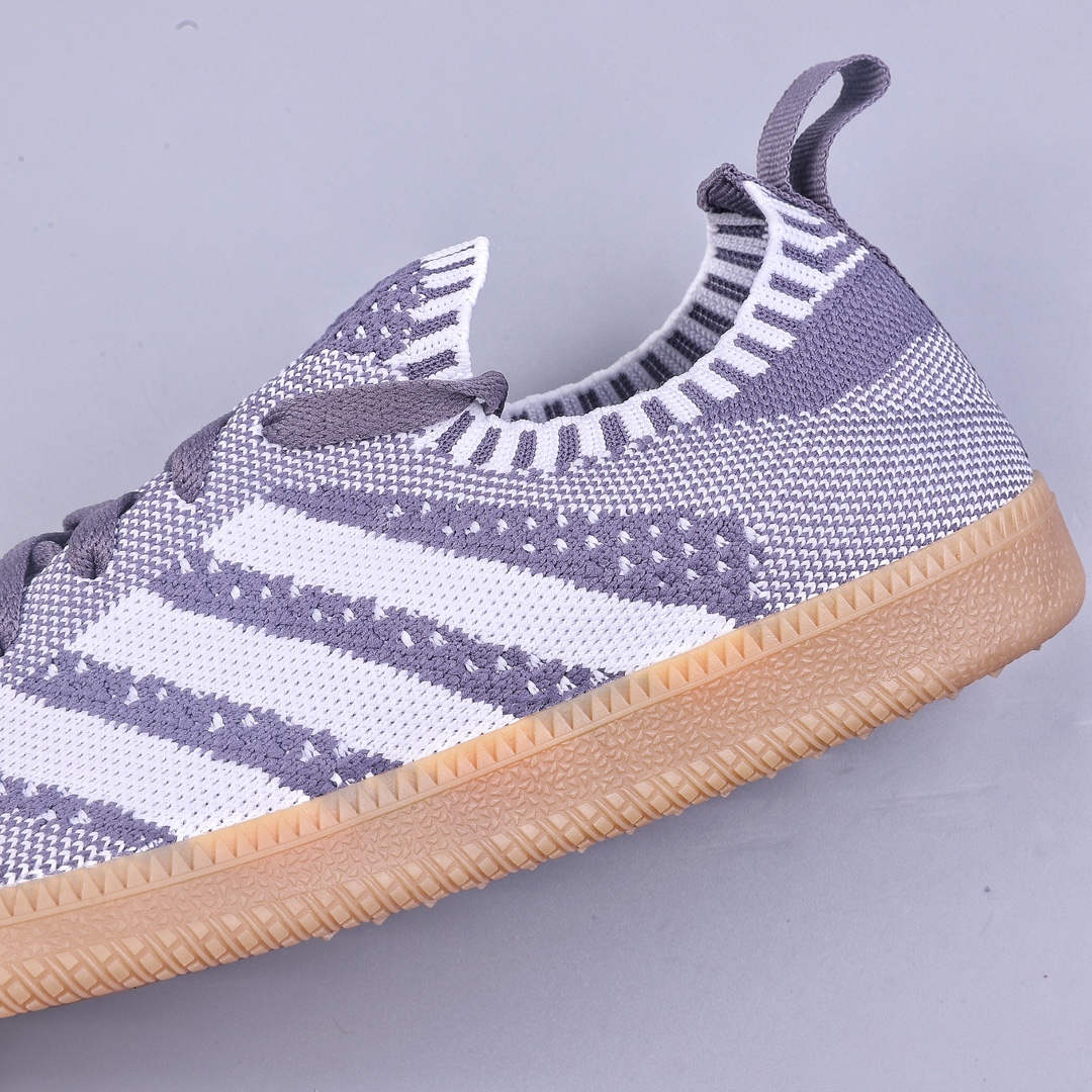 R Adidas Samba Primeknit Sock”Grey/White/Gum” Samba dance shoes ”knitted dark gray and white raw rubber sole” CQ2686