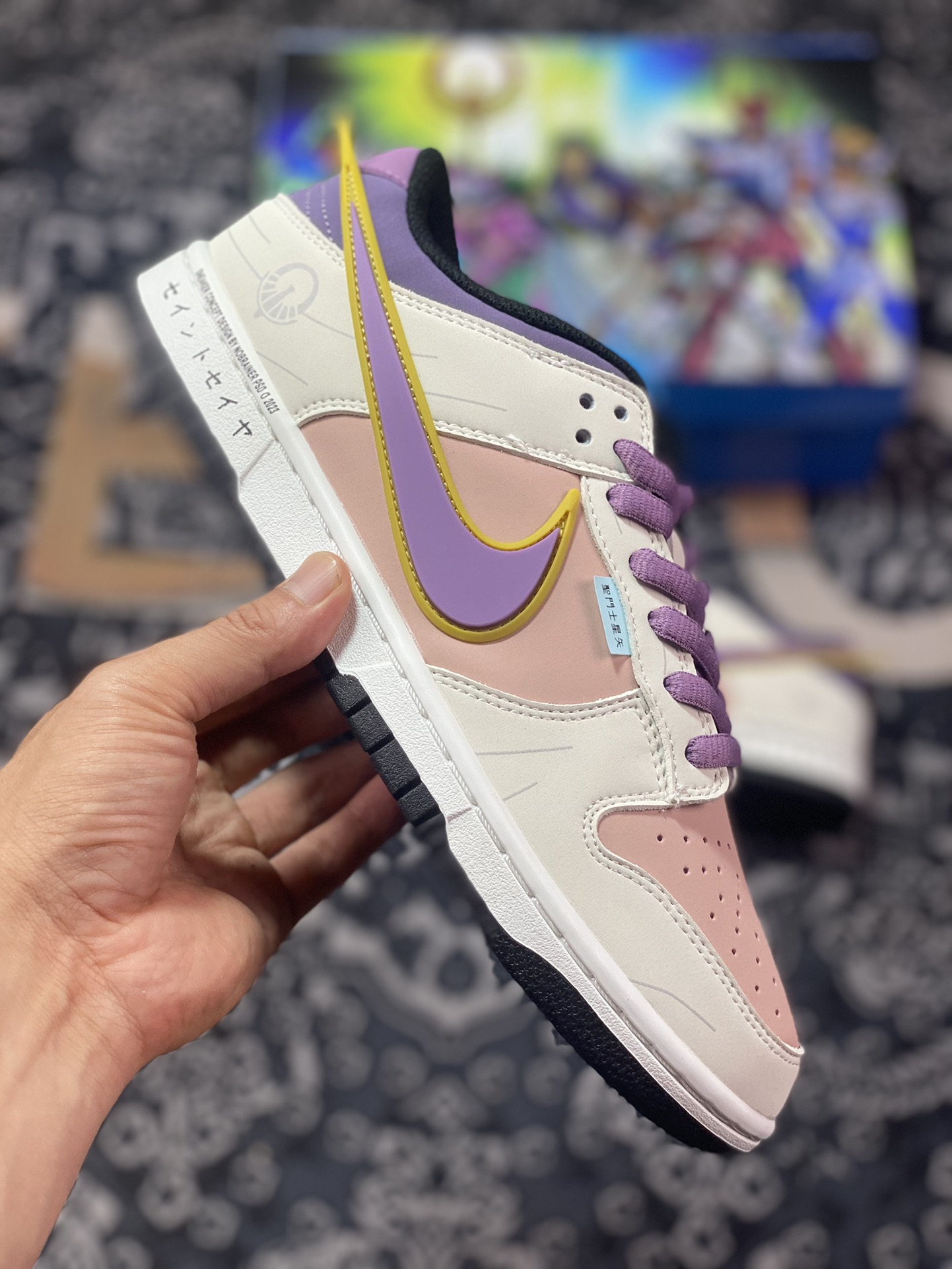 Nike SB Dunk Low ”Saint” dunk series low-top casual sports skateboard shoes ”off-white cherry blossom pink purple Athena Saint Seiya” ZD2356-155