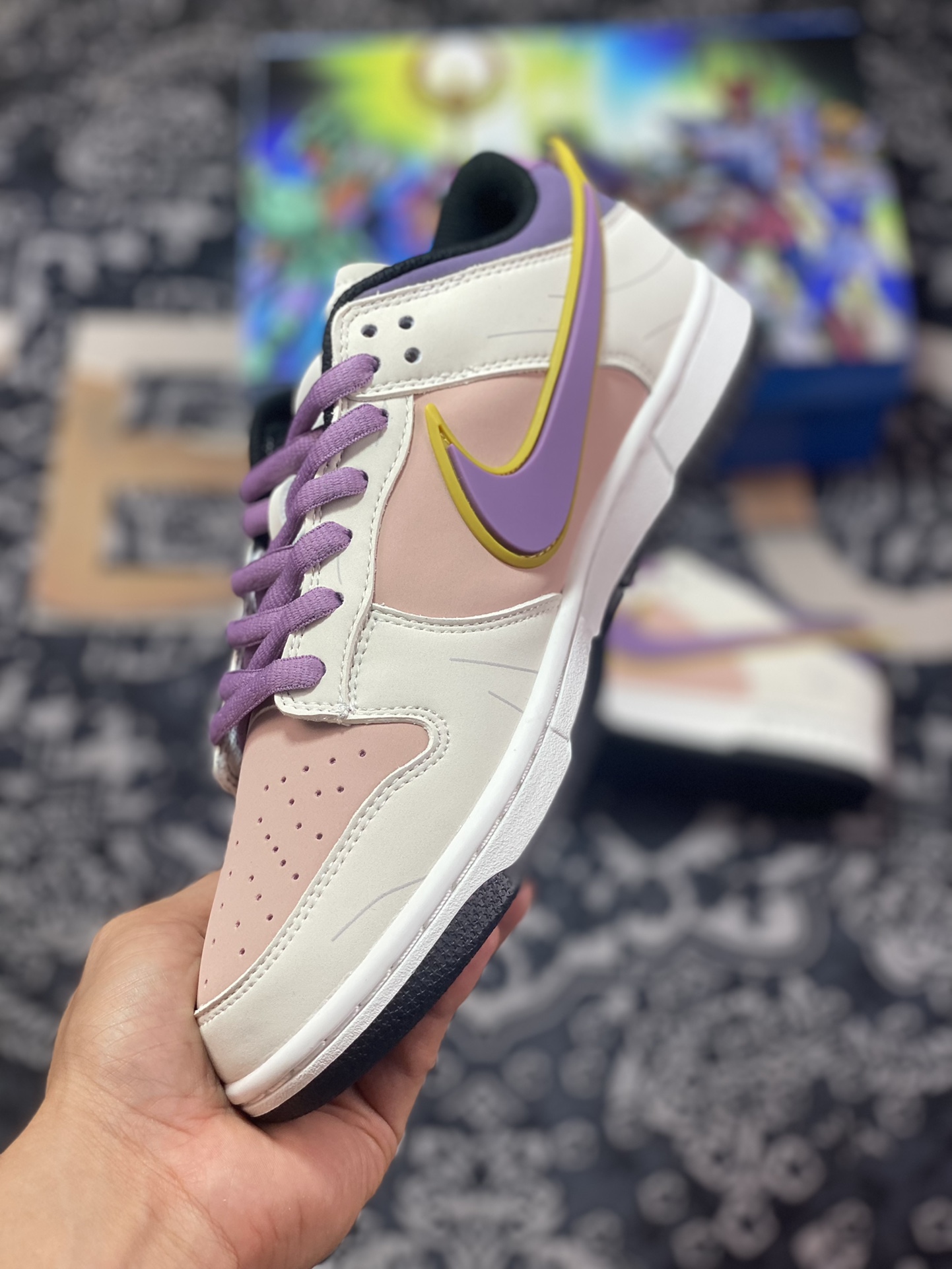 Nike SB Dunk Low ”Saint” dunk series low-top casual sports skateboard shoes ”off-white cherry blossom pink purple Athena Saint Seiya” ZD2356-155