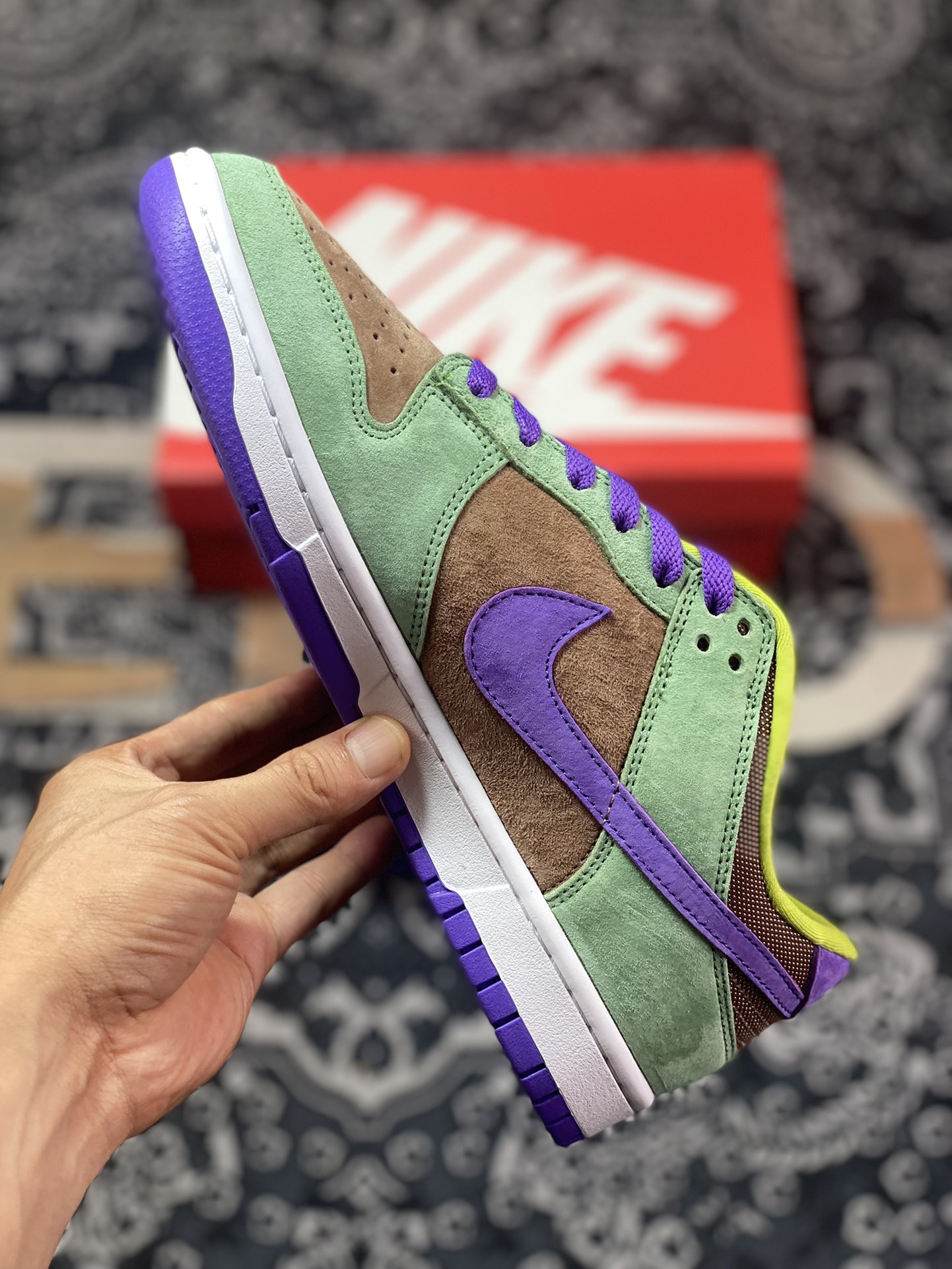 NK Dunk Low SP ”Veneer” Ugly Duckling Brown Green Low-top Casual Sports Shoes DA1469-200