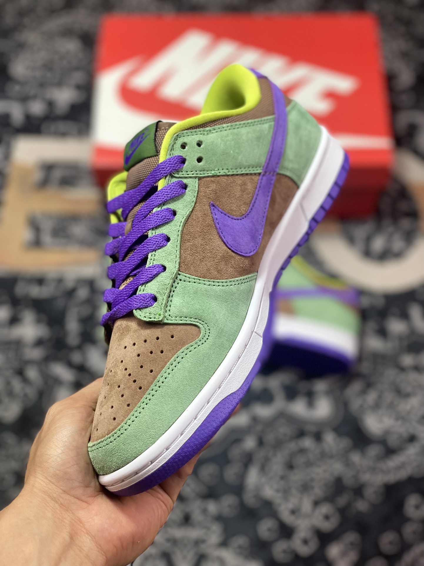 NK Dunk Low SP ”Veneer” Ugly Duckling Brown Green Low-top Casual Sports Shoes DA1469-200