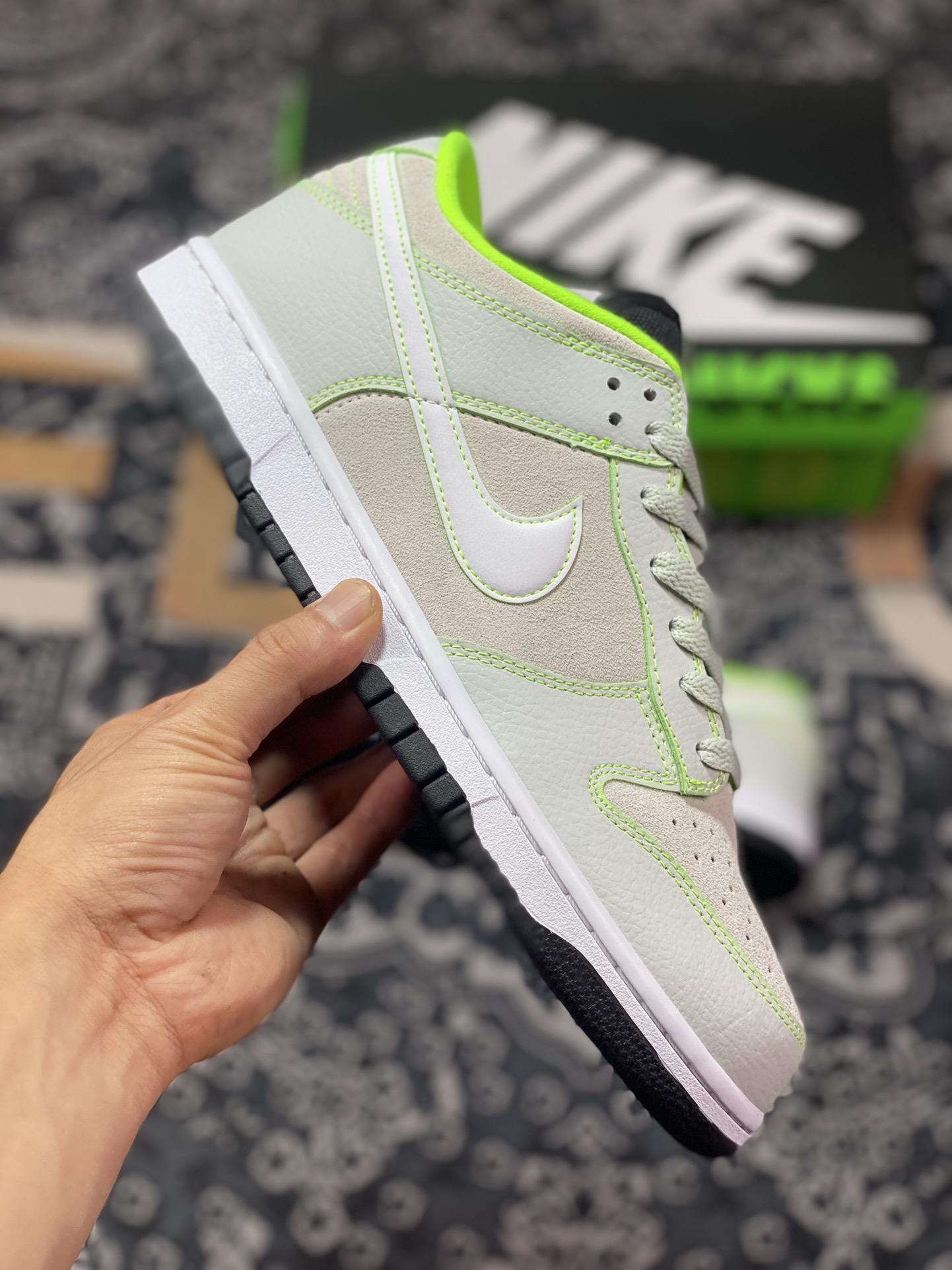 dunk dunk series low-top casual sports skateboard shoes ”white fluorescent green Oregon Ducks” 7260-001