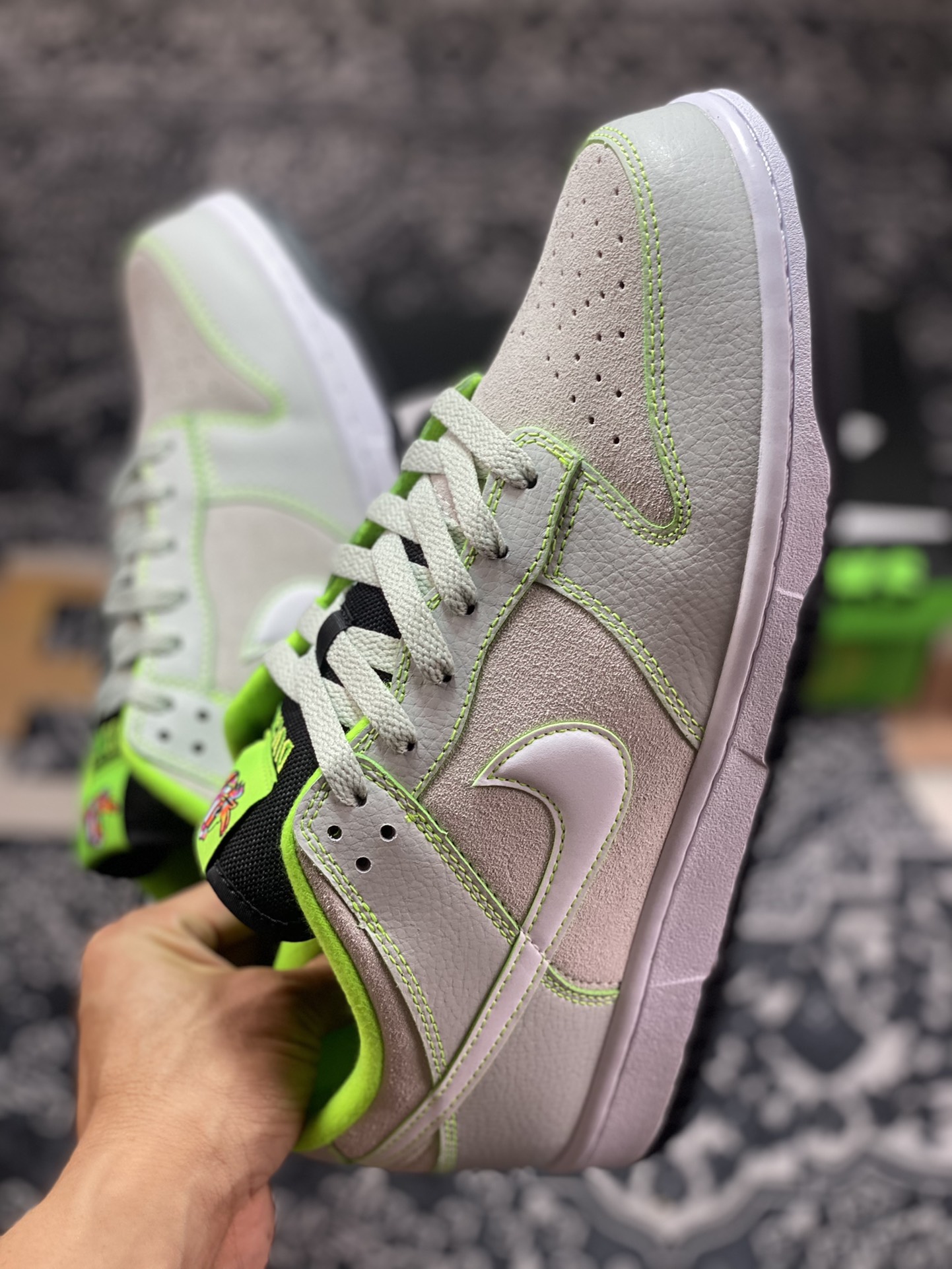 dunk dunk series low-top casual sports skateboard shoes ”white fluorescent green Oregon Ducks” 7260-001