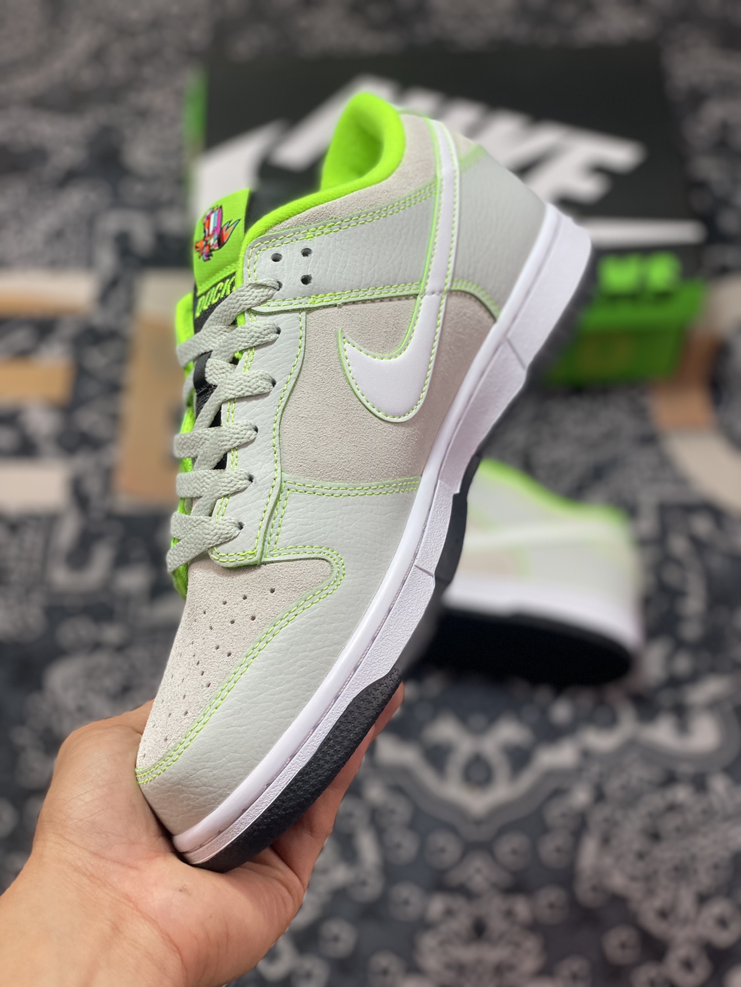 dunk dunk series low-top casual sports skateboard shoes ”white fluorescent green Oregon Ducks” 7260-001