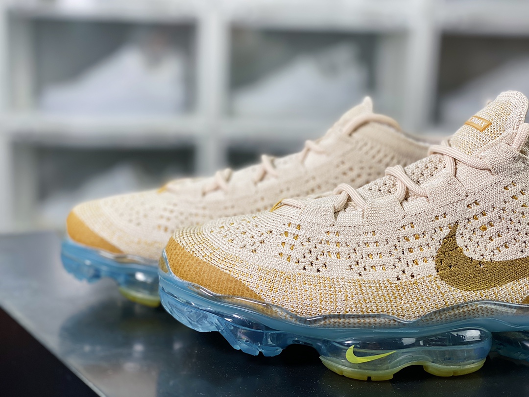 Air VaporMax 2023 Flyknit FK”Tan” 2023 Air Cushion Series Low-Top Running Shoes ”Light Khaki Gilded Hook” DV1678-100