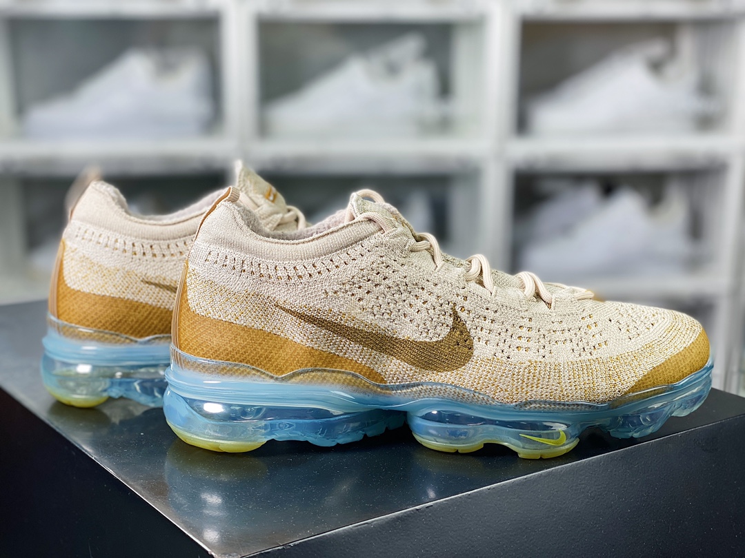 Air VaporMax 2023 Flyknit FK”Tan” 2023 Air Cushion Series Low-Top Running Shoes ”Light Khaki Gilded Hook” DV1678-100