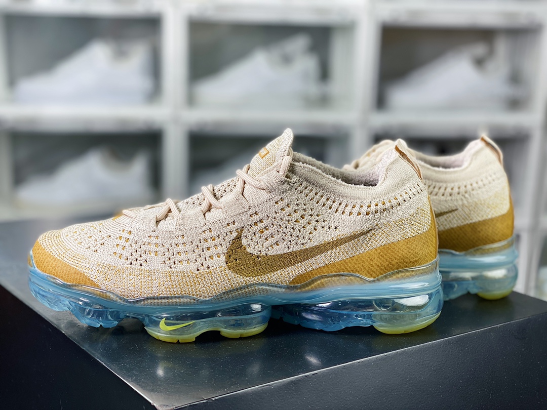 Air VaporMax 2023 Flyknit FK”Tan” 2023 Air Cushion Series Low-Top Running Shoes ”Light Khaki Gilded Hook” DV1678-100