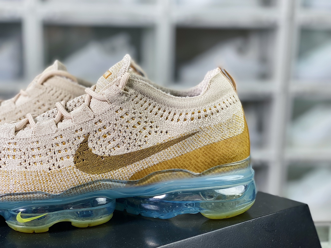 Air VaporMax 2023 Flyknit FK”Tan” 2023 Air Cushion Series Low-Top Running Shoes ”Light Khaki Gilded Hook” DV1678-100