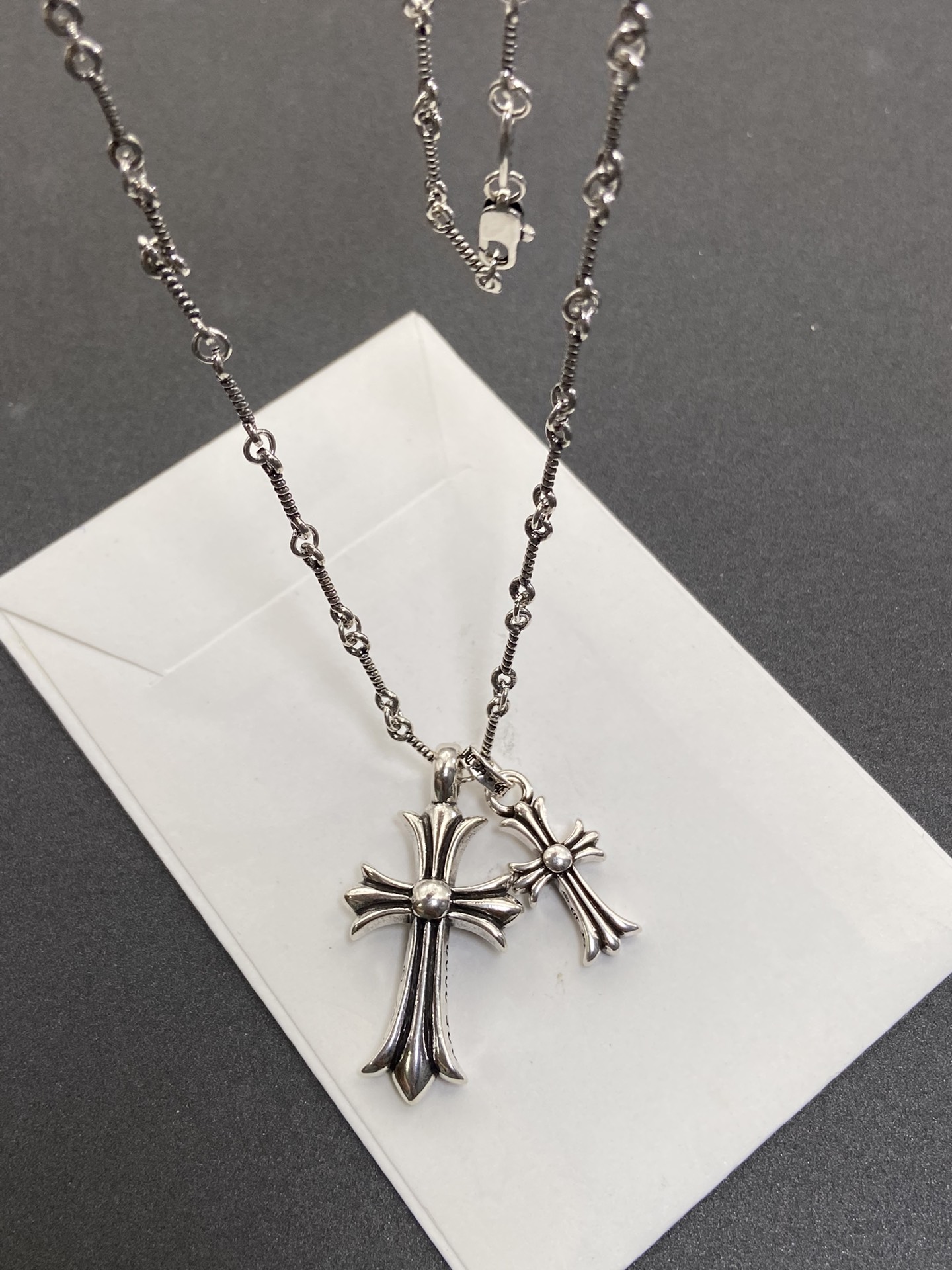 NO:113251,Croheart classic double cross necklace Cool girl essentials, jewelry boutique, chrome hearts, necklace19860909克罗心经典双十字架项链 酷酷女孩必备,饰品精品,chrome hearts,necklace,Jewelry