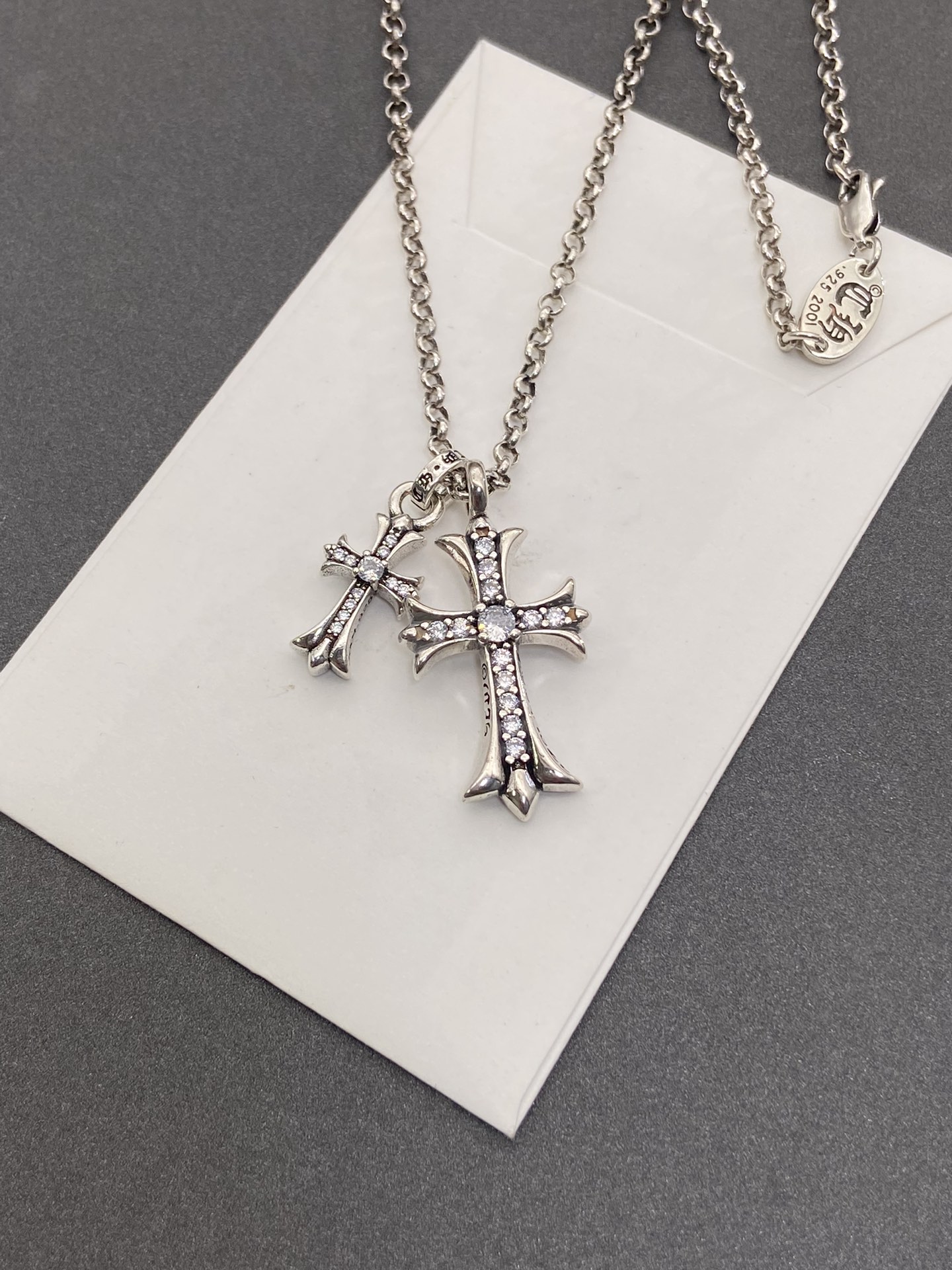 NO:104246,Croheart classic double cross necklace Cool girl must have, Croheart necklace, chrome hearts, necklace19860909克罗心经典双十字架项链 酷酷女孩必备,克罗心项链,chrome hearts,necklace,Jewelry