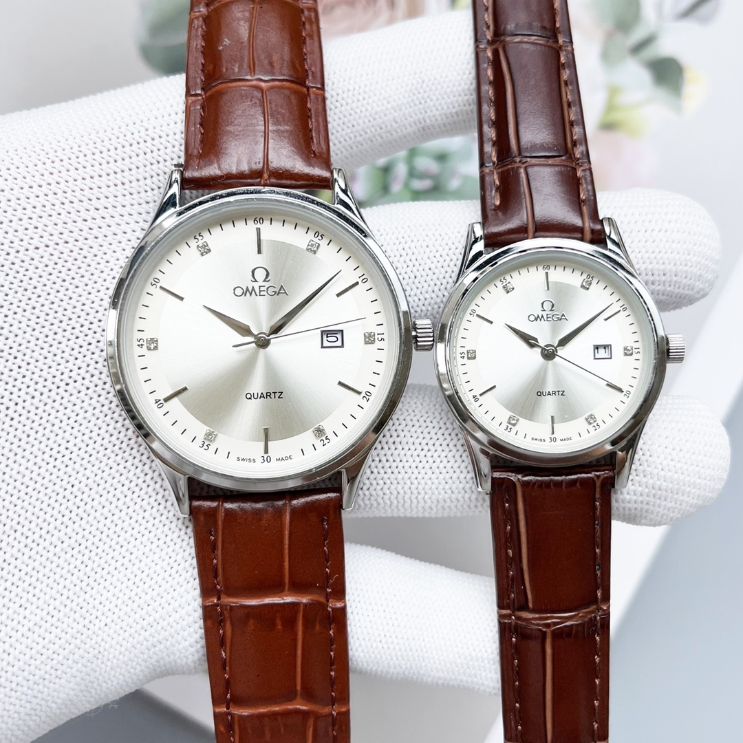 Elegant OMEGA Couples Watch Set with White Gold and Steel, 20 Euros. - 图片 6