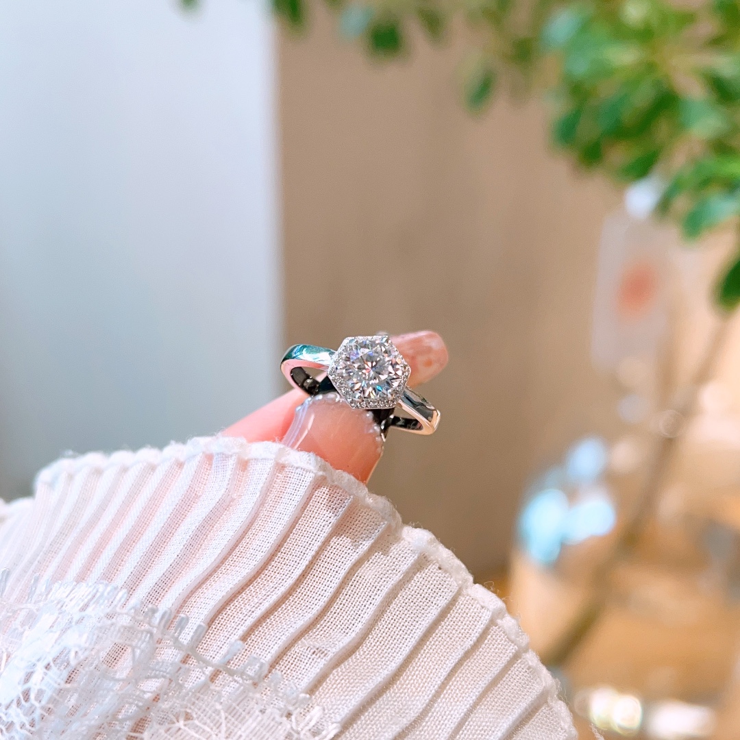 S925 Sterlingsilber Moissanit Ring Frisch Party Silber