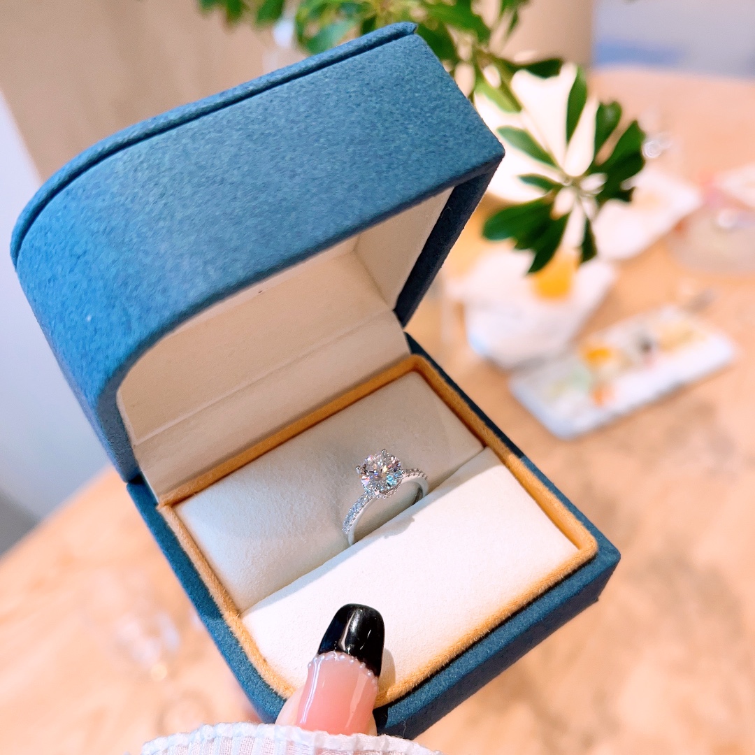 S925 Sterlingsilber Moissanit Ring Frisch Lehrertag Gold