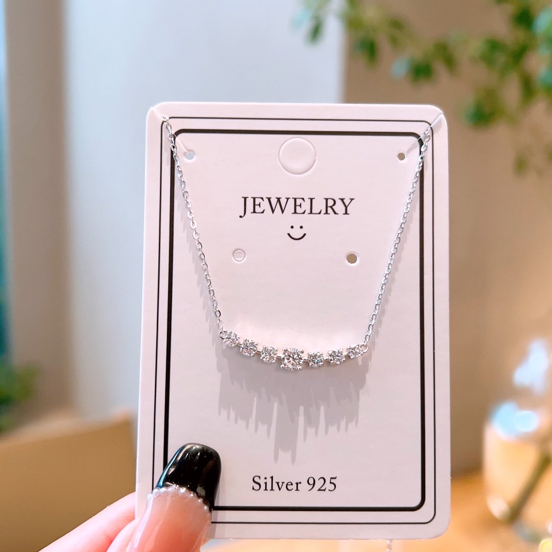 Nickel Free Silver Moissanite Necklace Vintage Spring Festival Silver