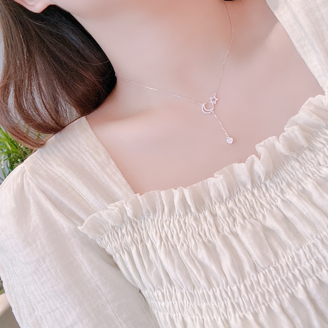 Solid Silver Moissanite Necklace Precision Self-love Gold