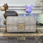 Louis Vuitton LV Dauphine Bags Handbags Khaki Openwork Cowhide M20730