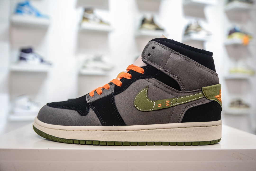 原装Air Jordan 1 Mid 中帮篮球鞋 灰黑拼接 FD6817-003