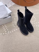Brunello Cucinelli Short Boots Beige Grey Khaki Women Calfskin Chamois Cowhide Rubber Casual HD00430