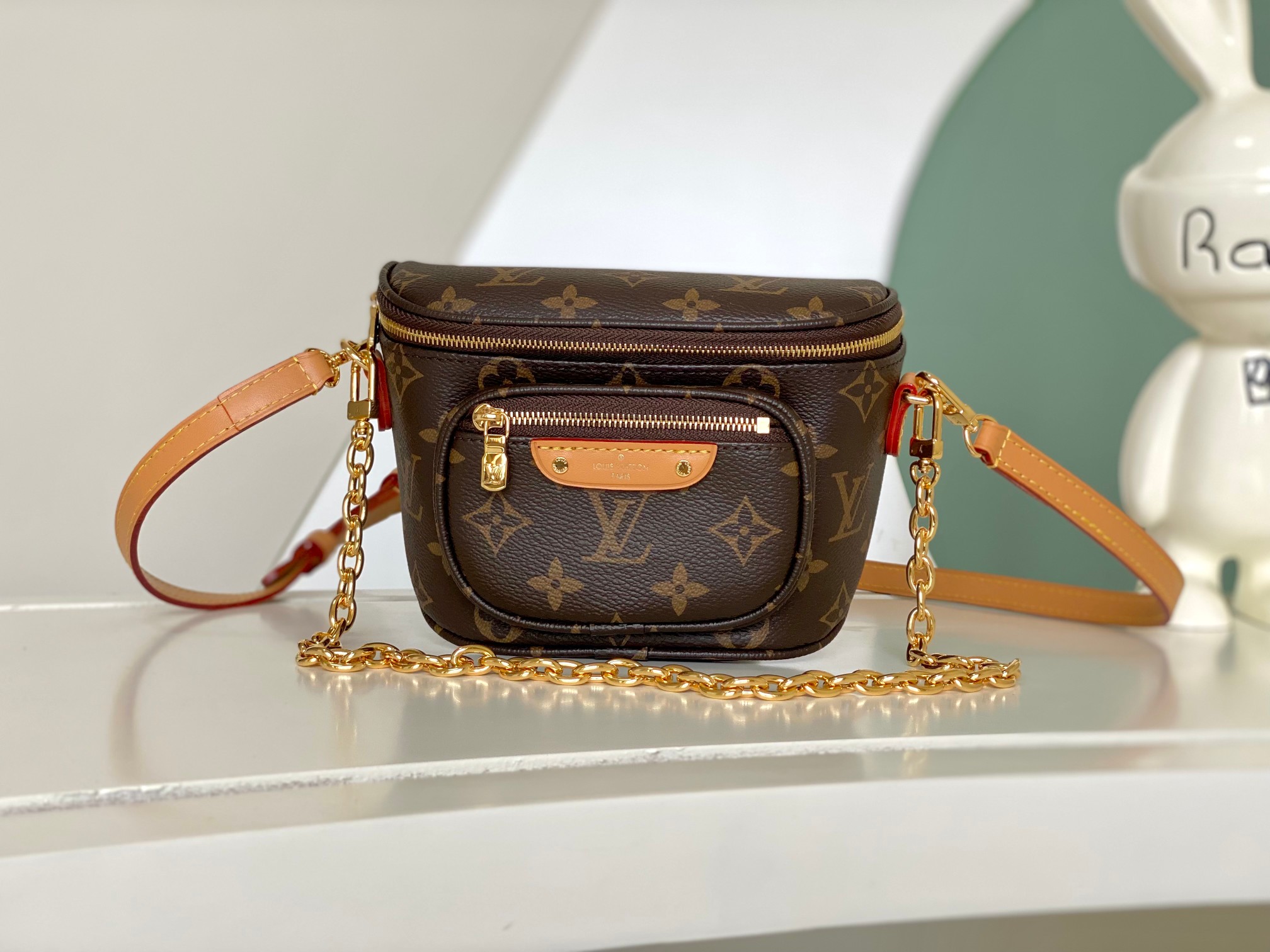 Louis Vuitton LV Bumbag Belt Bags & Fanny Packs Handbags Apricot Color Blue White Empreinte​ Chains M82335