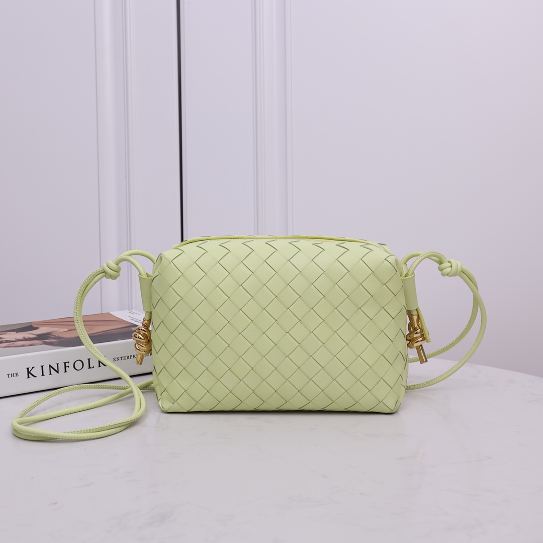 Woven Square Bag Lambskin Metal Knot Adjustable Strap