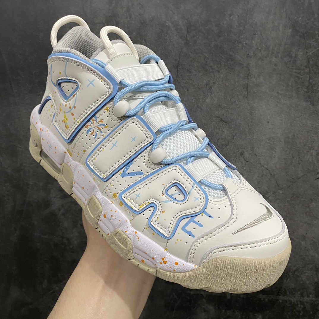 CK pure original NK Air More Uptempo '96 OG Pippen big AIR retro basketball shoes fireworks ink white and blue DM1023-001