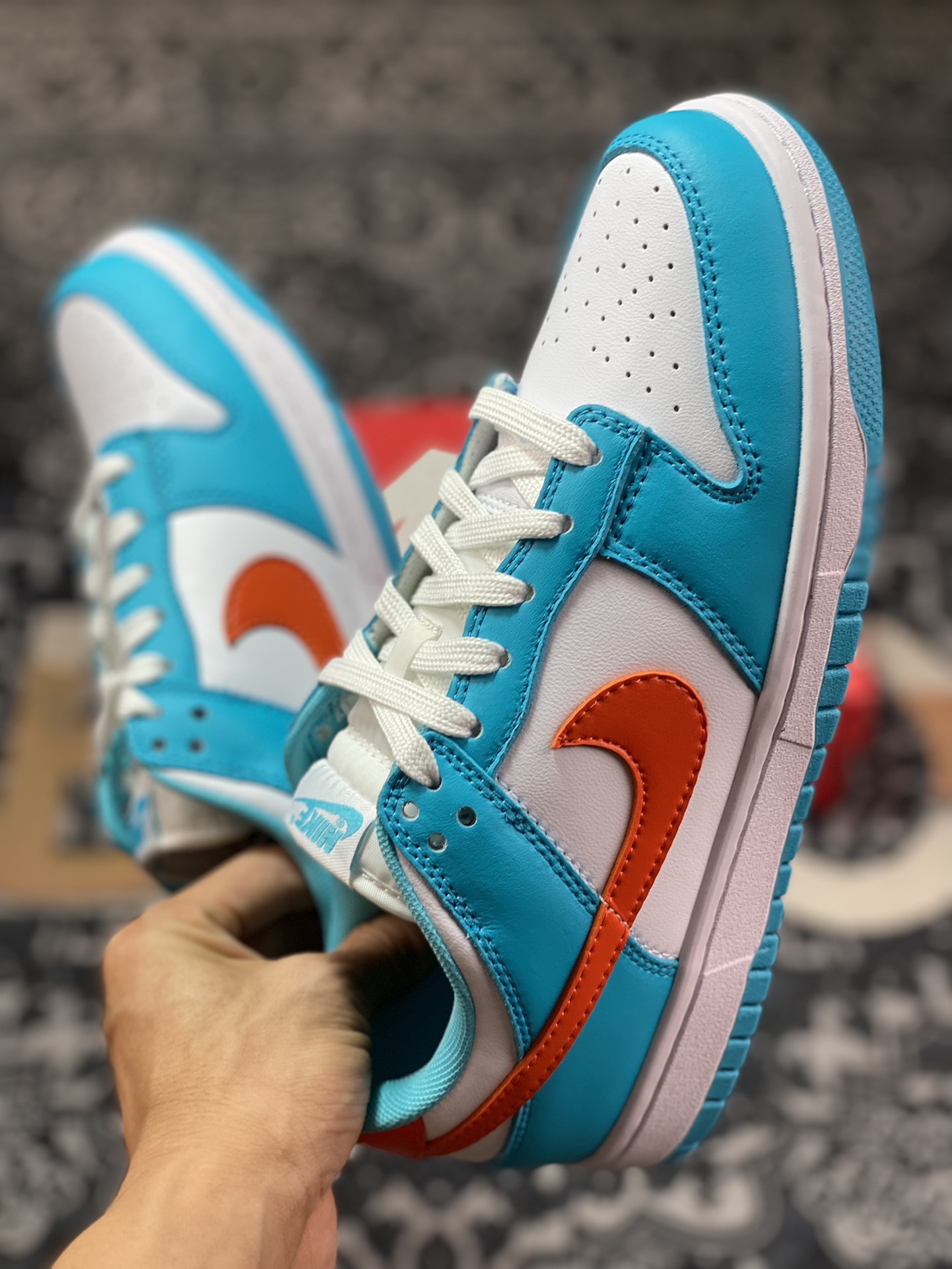 NK Dunk Low ”Miami Dolphins” White, Blue and Orange DV0833-102