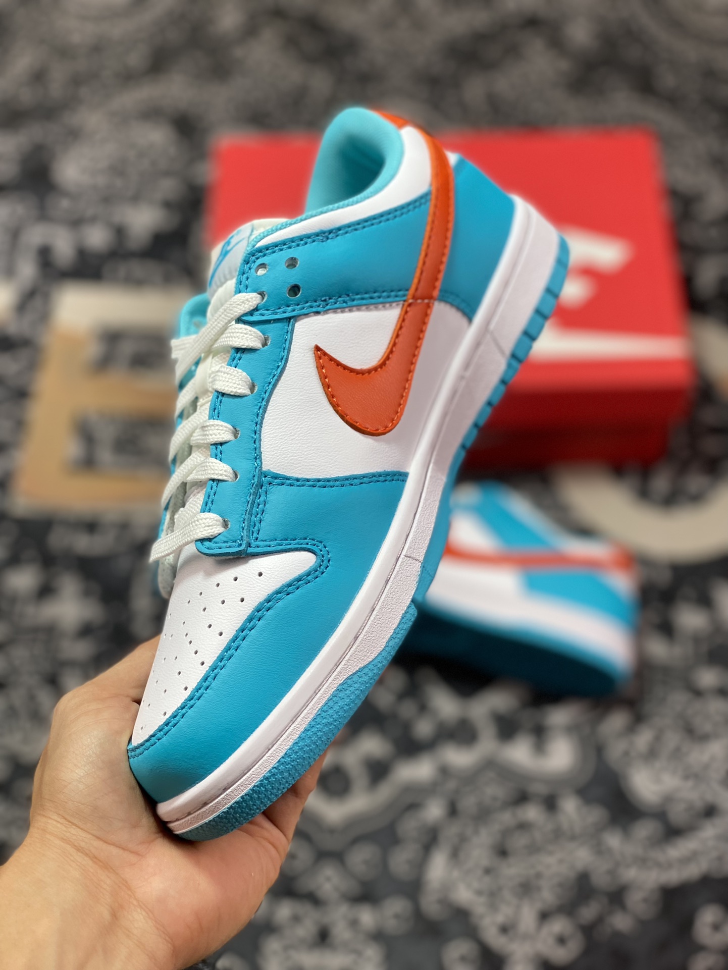 NK Dunk Low ”Miami Dolphins” White, Blue and Orange DV0833-102